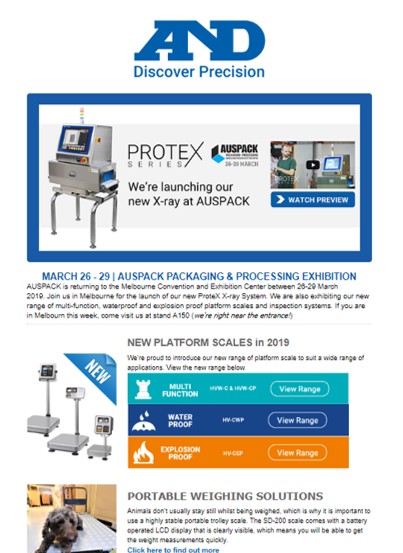 A&D Weighing Newsletter March 2019