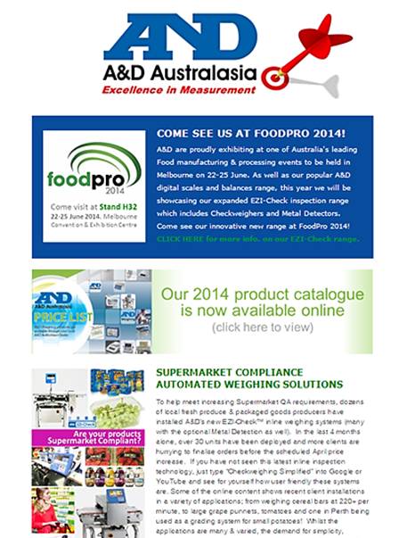 A&D Weighing Newsletter March 2014