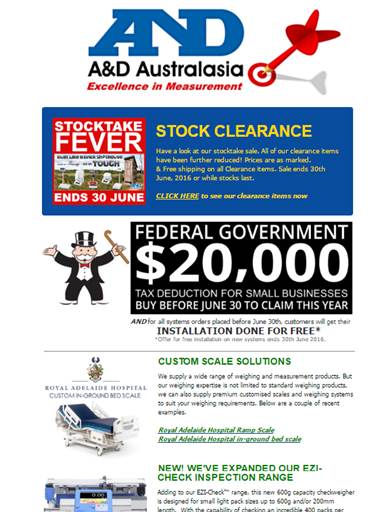 A&D Weighing Newsletter May 2016