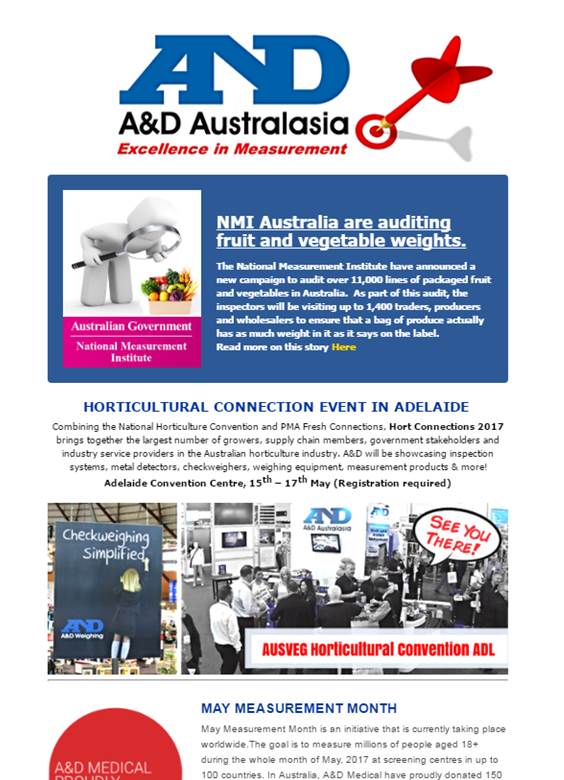 A&D Weighing Newsletter May 2017